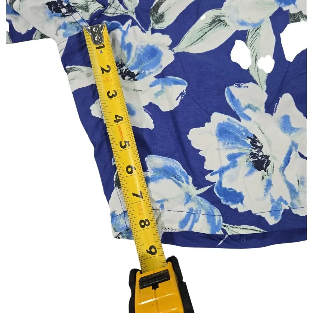 J Crew Men 34 Blue Floral Drawstring Swim Trunks Shorts Cargo Pocket Summer Surf